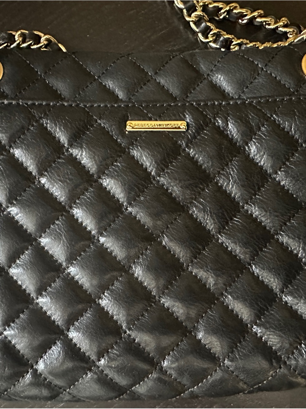 Rebecca Minkoff black quilted chain-strap crossbody/shoulder handbag - Picture 10 of 13